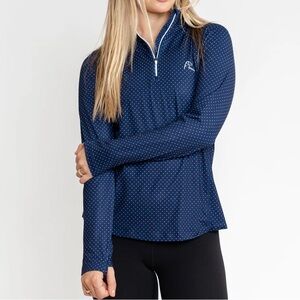 Rhoback Navy Microdot Quarter-Zip Top